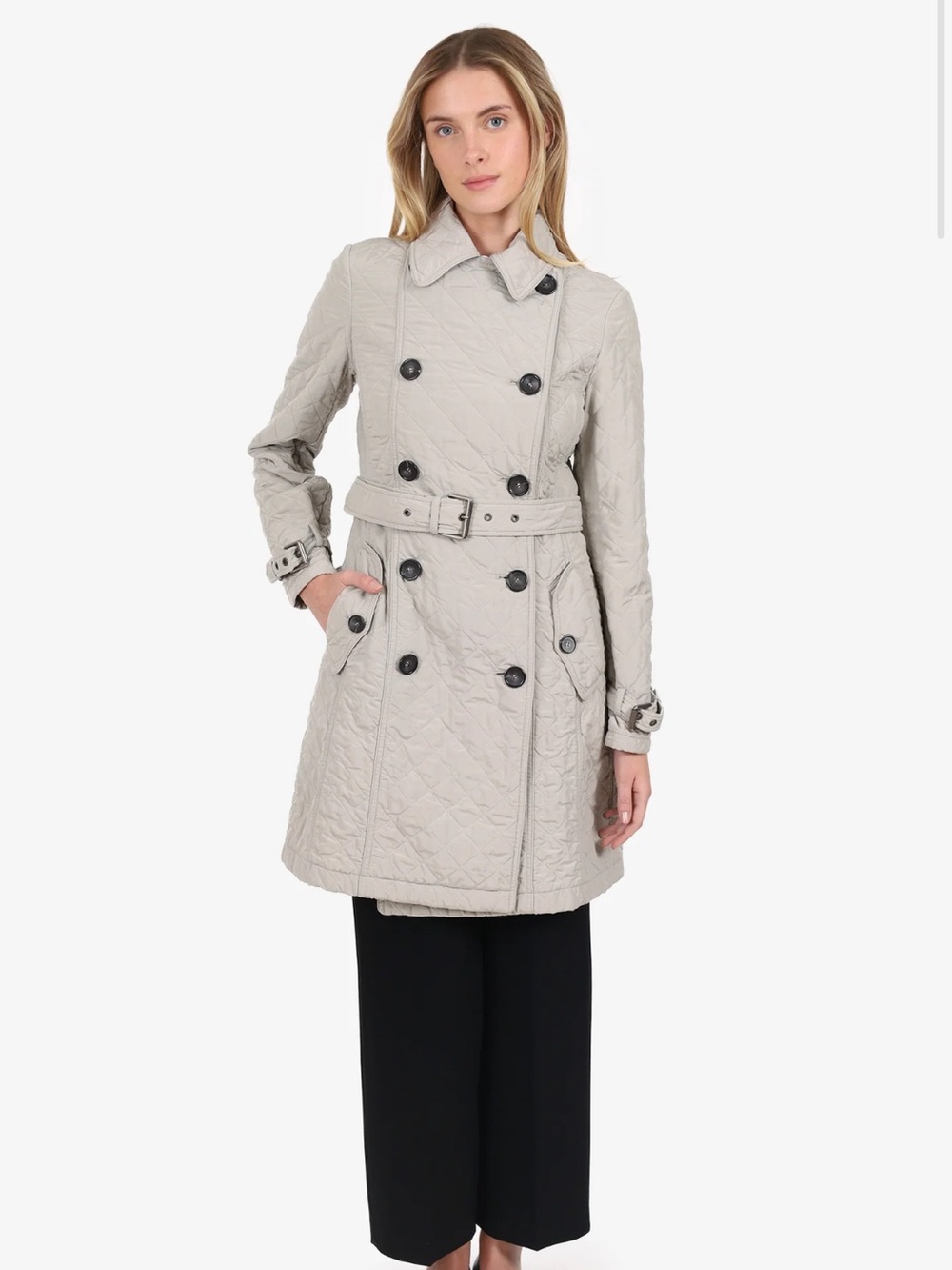 MaxMara Quilted Trench Coat - Light grey size 6